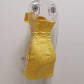New Homecoming Dress Sweetheart Pleated Yellow Back to School Outfits Party Dress D7565