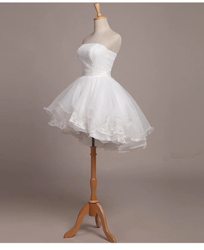 New Homecoming Dress Strapless Lace Tulle Cascade Back to School Outfits Party Dress D7595