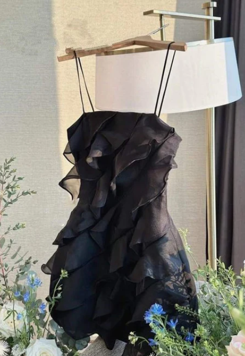 Charming Homecoming Dress Spaghetti Strap Tulle Cascade Back to School Outfits Party Dress  D7504