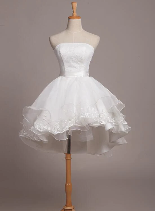 New Homecoming Dress Strapless Lace Tulle Cascade Back to School Outfits Party Dress D7595