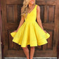 Chic Homecoming Dress V Neck Pleated Back to School Outfits Party Dress Birthday Outfits D7425