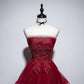 Unique Homecoming Dress Strapless Tulle Cascade Hi-Lo Applique Back to School Outfits Party Dress  D7682