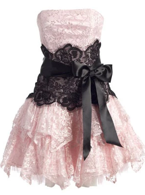 Charming Homecoming Dress Strapless Lace Bowknot Cascade Back to School Outfits Party Dress D7461