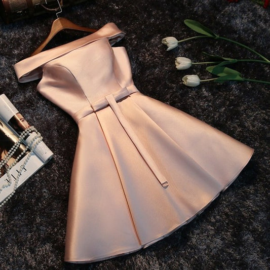 Unique Homecoming Dress Off the Shoulder Bowknot Back to School Outfits Party Dress  D7677