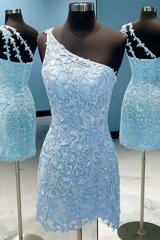 Charming Homecoming Dress One Shoulder Applique Back to School Outfits Party Dress  D7494