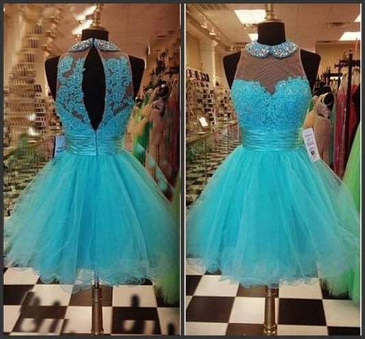 Unique Homecoming Dress Jewel Applique Lace Beading Back to School Outfits Party Dress Birthday Dress  D7656