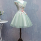 Unique Homecoming Dress V Neck Lace Flower Tulle Back to School Outfits Party Dress  D7698