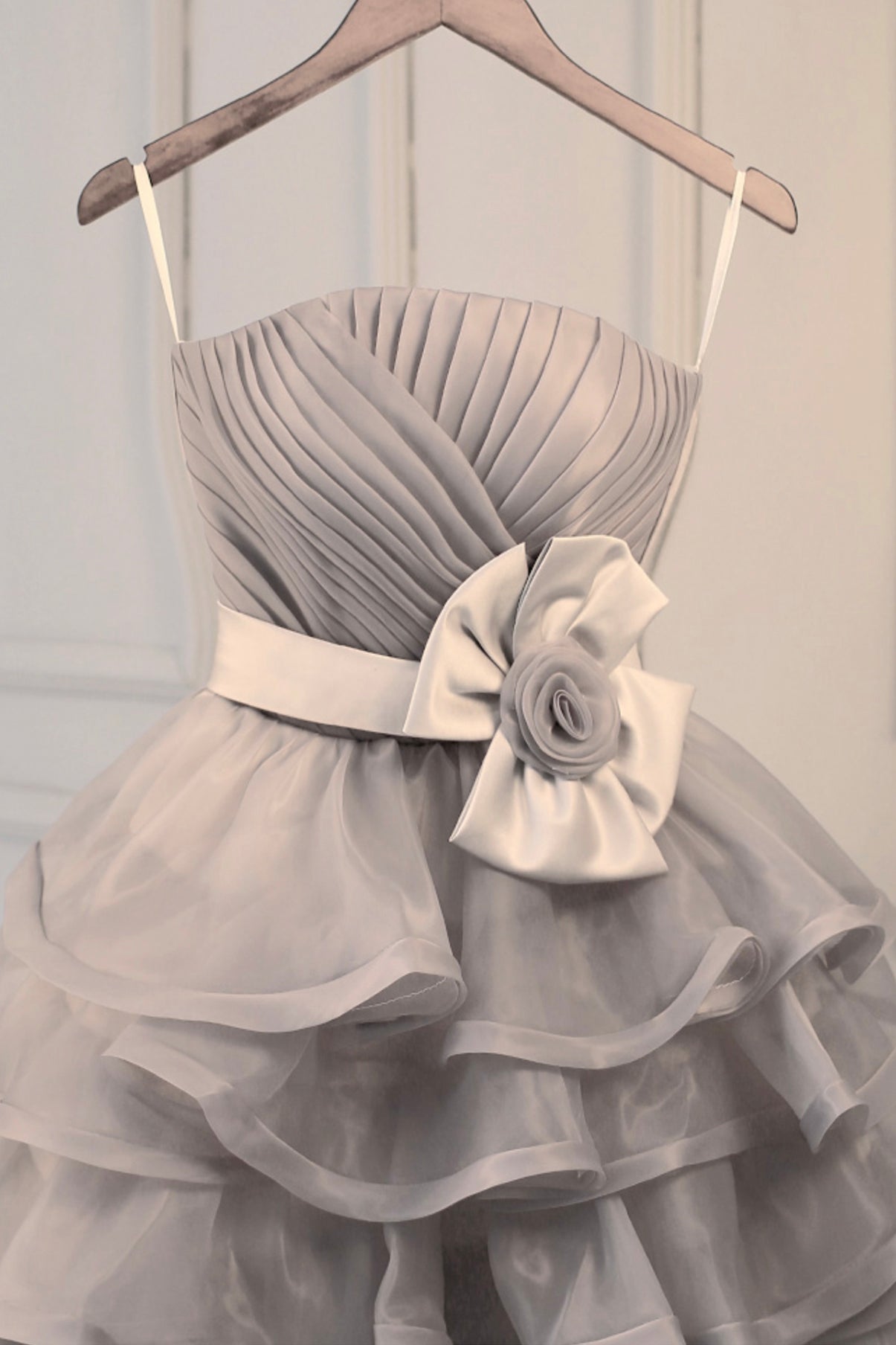 Unique Homecoming Dress Spaghetti Strap Tulle Flower Cascade Back to School Outfits Party Dress  D7680