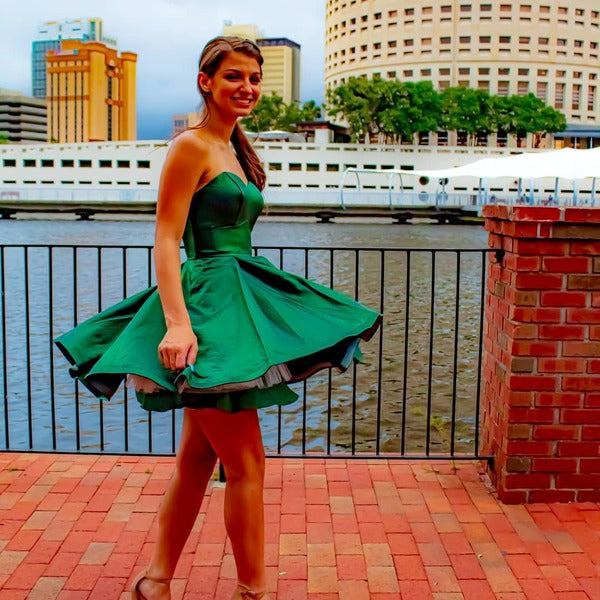 Unique Homecoming Dress Sweetheart Pleated Cascade Back to School Outfits Party Dress  D7712
