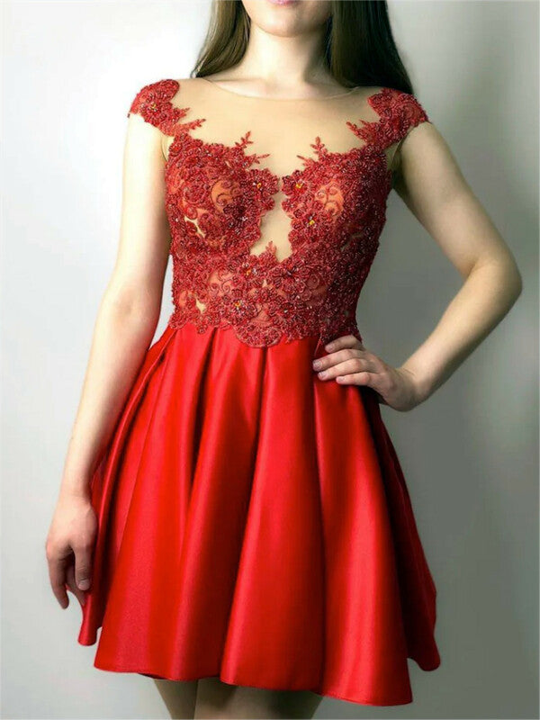 Charming Homecoming Dress V Neck Applique Pleated Back to School Outfits Party Dress  D7479