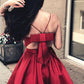 Unique Homecoming Dress Spaghetti Strap Bowknot Pleated Back to School Outfits Party Dress  D7686