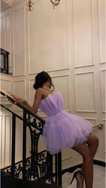 Unique Homecoming Dress Streapless Tulle Cascade Back to School Outfits Party Dress Birthday Dress  D7655
