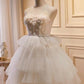 New Homecoming Dress Sweetheart Lace Flower Tulle Cascade Bead Back to School Outfits Party Dress D7587