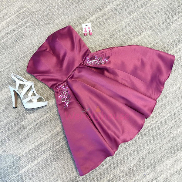 Unique Homecoming Dress Strapless Bead Back to School Outfits Party Dress  D7714
