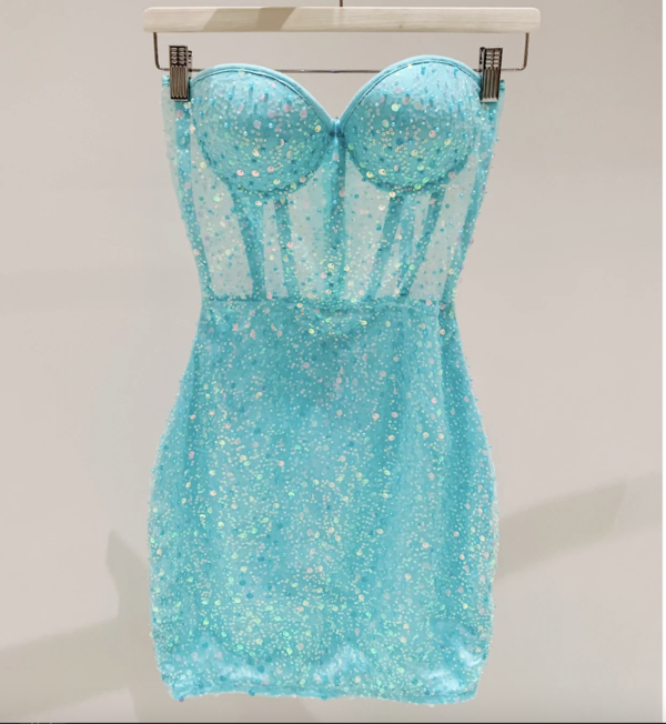 Unique Homecoming Dress Sweetheart Sequins Tulle Back to School Outfits Party Dress D7631