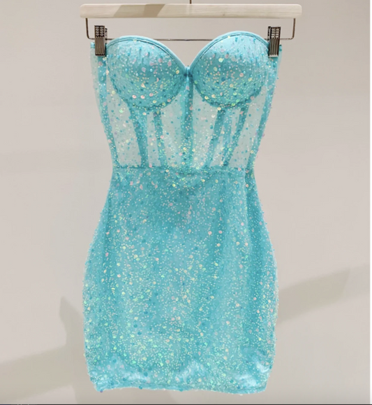 Unique Homecoming Dress Sweetheart Sequins Tulle Back to School Outfits Party Dress D7631