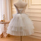 New Homecoming Dress Sweetheart Lace Flower Tulle Cascade Bead Back to School Outfits Party Dress D7587