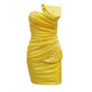 New Homecoming Dress Sweetheart Pleated Yellow Back to School Outfits Party Dress D7565