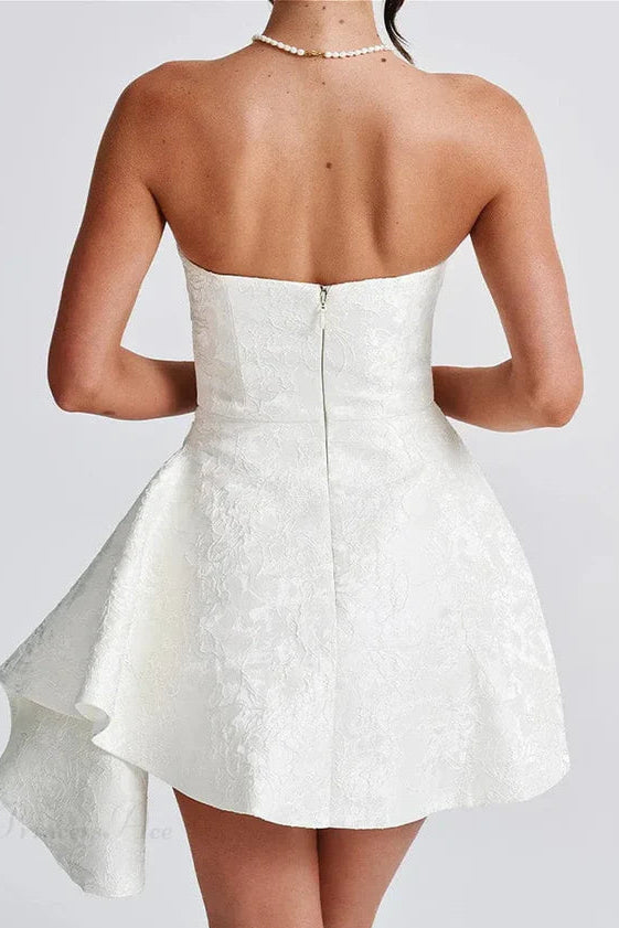 Beautiful Homecoming Dress Strapless Pleated Soutache Back to School Outfits Party Dress D7177