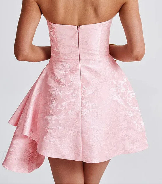 Beautiful Homecoming Dress Strapless Pleated Soutache Back to School Outfits Party Dress D7177