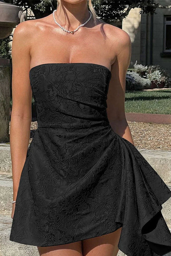 Beautiful Homecoming Dress Strapless Pleated Soutache Back to School Outfits Party Dress D7177