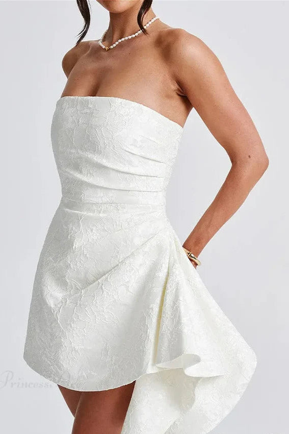 Beautiful Homecoming Dress Strapless Pleated Soutache Back to School Outfits Party Dress D7177