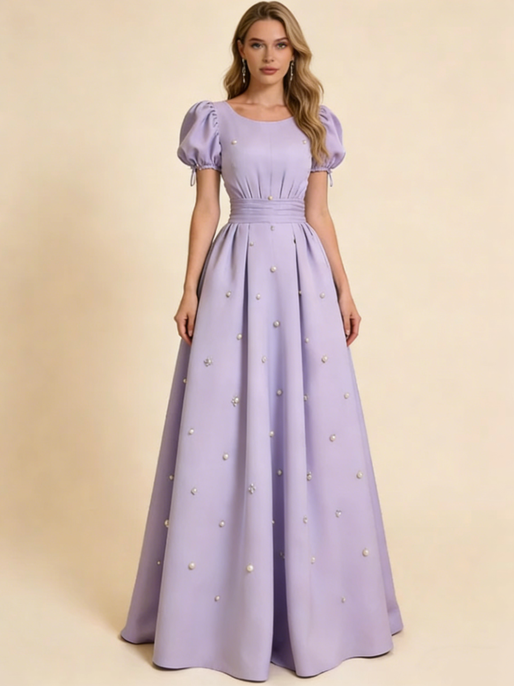 A line light purple formal dress for prom