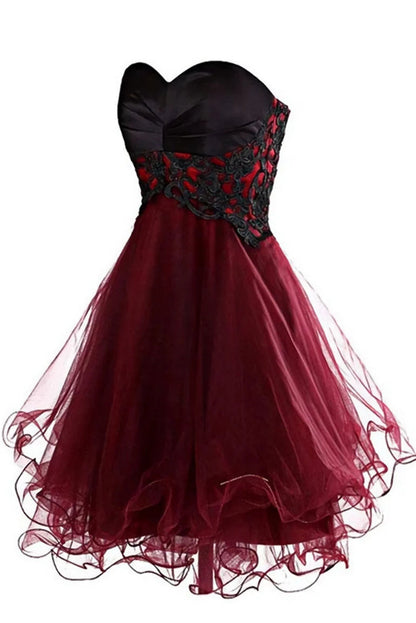 Unique Homecoming Dress Appliques Sweetheart Lace Back to School Outfits Party Dress D7630