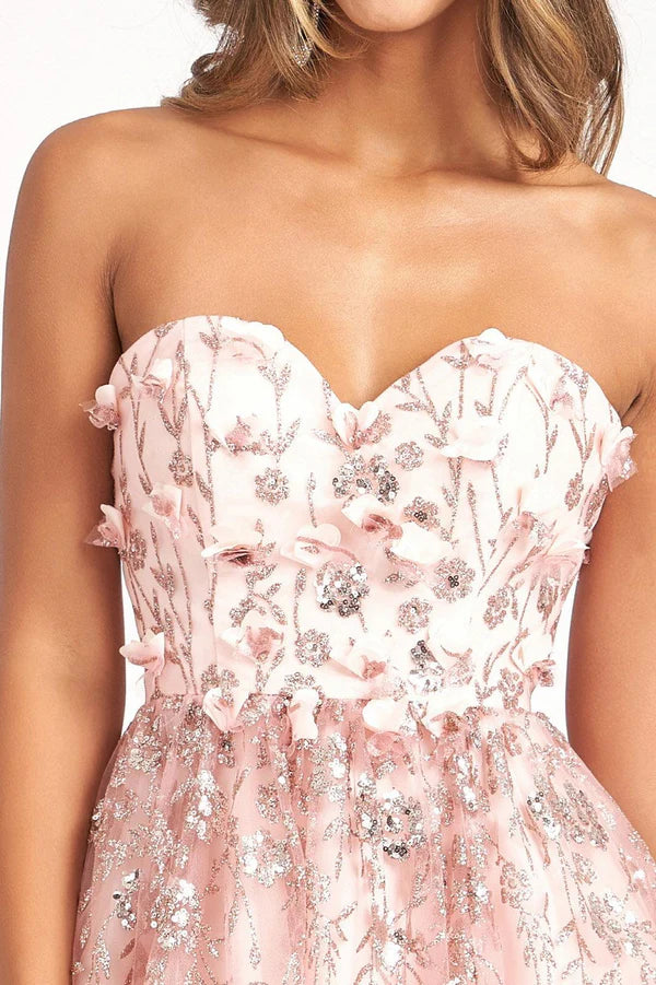 Fashionable Homecoming Dress Sweetheart Sequins Flower Applique A-Line Back to School Outfits Party Dress D7889