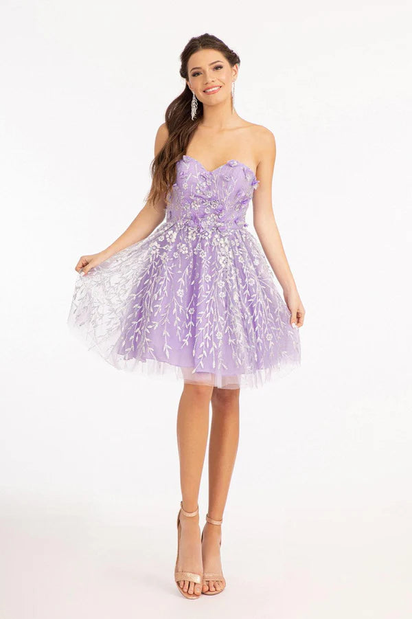 Fashionable Homecoming Dress Sweetheart Sequins Flower Applique A-Line Back to School Outfits Party Dress D7889