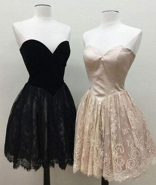 New Homecoming Dress Sweetheart Lace Back to School Outfits Party Dress D7600