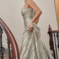 Vintage Floral Jacquard Spaghetti Strap Design Prom Dress Evening Dress D1699