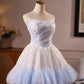 Unique Homecoming Dress Strapless Sequins Bead Tulle Back to School Outfits Party Dress  D7745