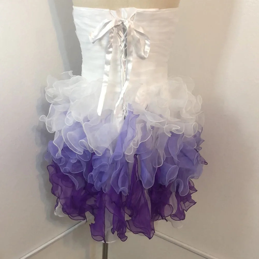 Stunning Homecoming Dress Sweetheart Rinestone Sequins Pleated Tulle Cascade Back to School Outfits Party Dress D7934