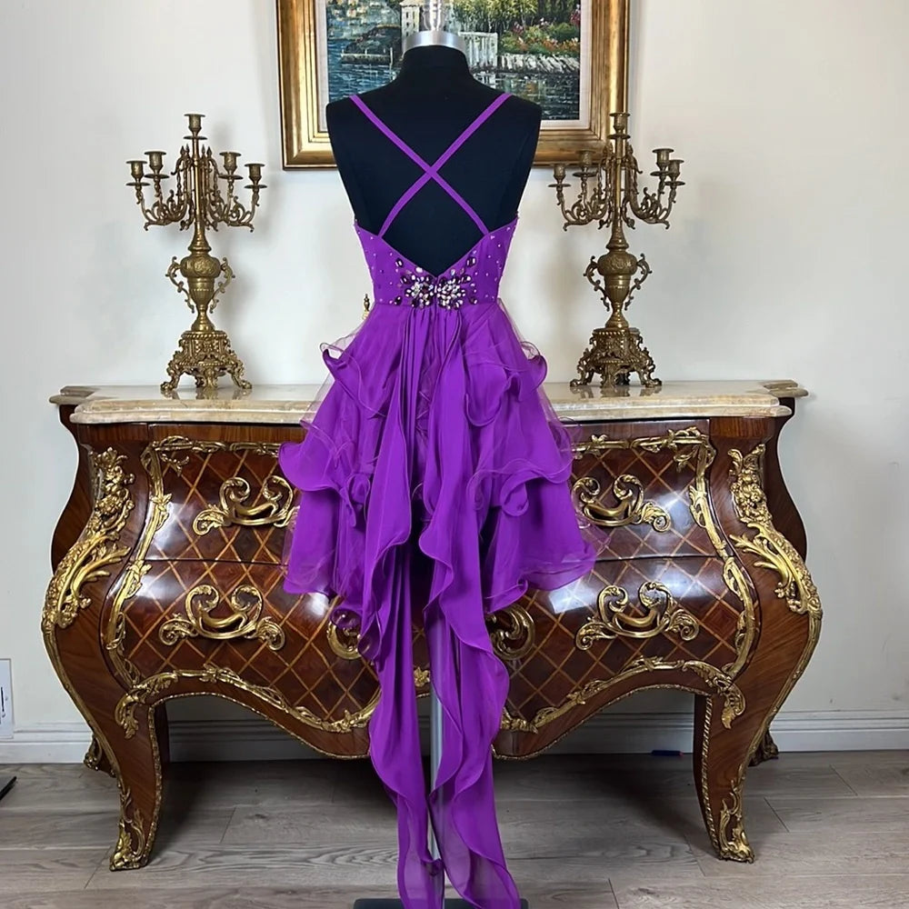 Stunning Homecoming Dress Strapless Rinestone Sequins Soutache Cascade Back to School Outfits Party Dress D7936