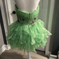 Stunning Homecoming Dress Sweetheart Rinestone Beaded Tulle Cascade A-Line Back to School Outfits Party Dress D7931