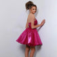 Unique Homecoming Dress V Neck Pleated Rinestone Back to School Outfits Party Dress D7767
