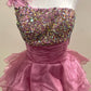 Stunning Homecoming Dress One Shoulder Beaded Sequins Tulle Rinestone Cascade Flower Back to School Outfits Party Dress D7938