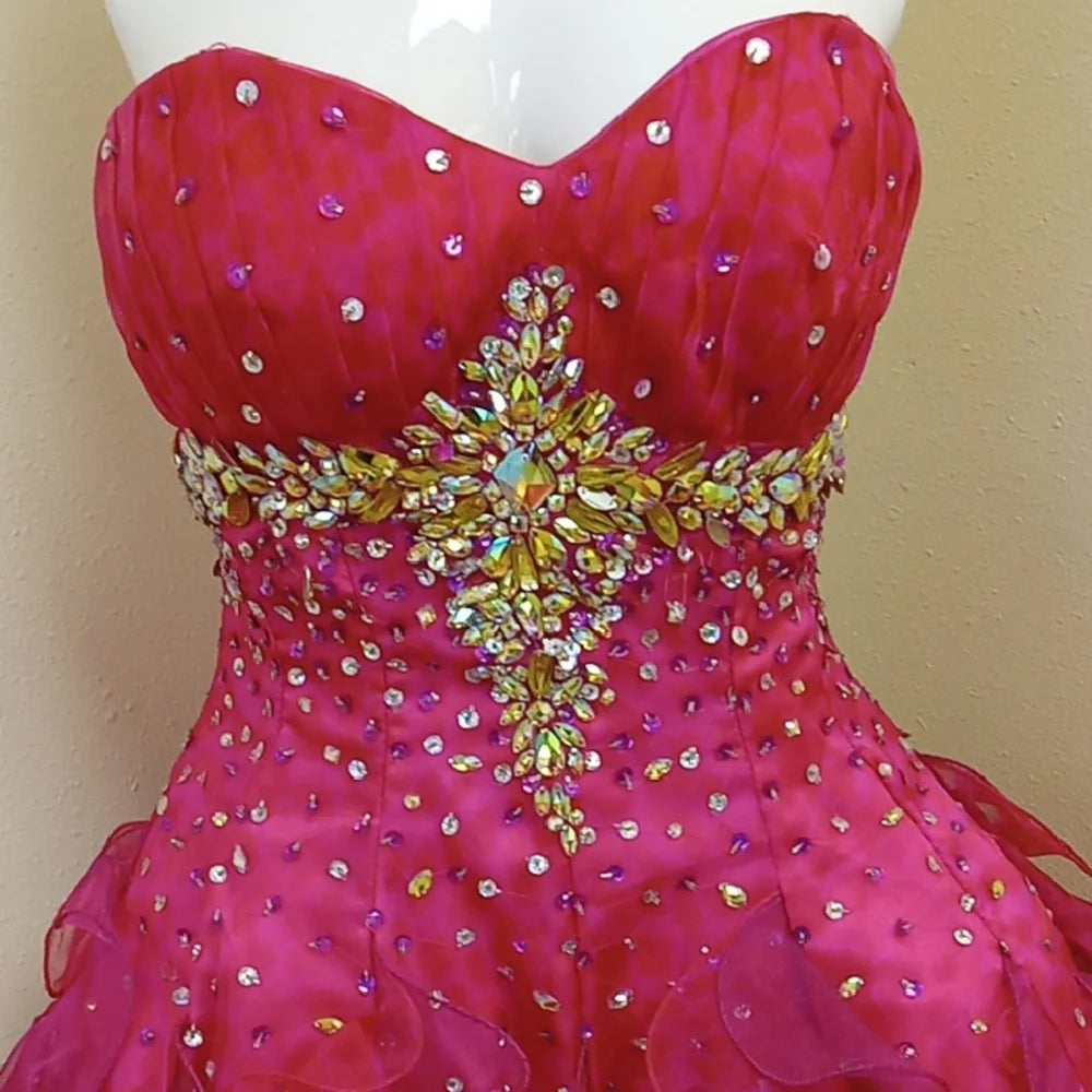 Stunning Homecoming Dress Sweetheart Rinestone Sequins Tulle Cascade Back to School Outfits Party Dress D7935