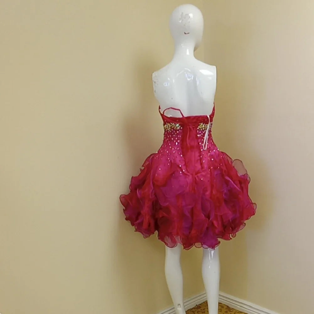 Stunning Homecoming Dress Sweetheart Rinestone Sequins Tulle Cascade Back to School Outfits Party Dress D7935