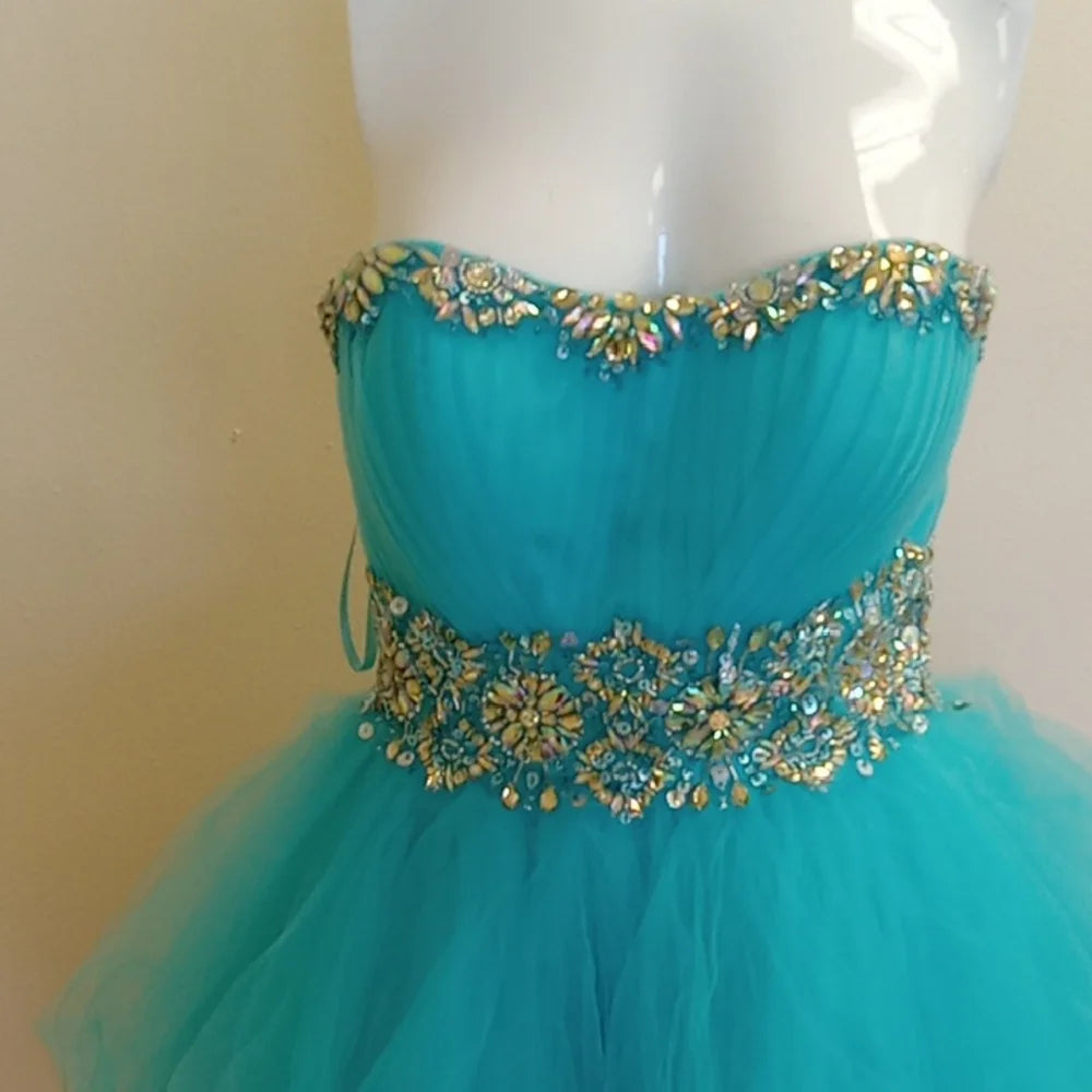 Stunning Homecoming Dress Sweetheart Sequins Bead A-Line Tulle Cascade Back to School Outfits Party Dress D7941