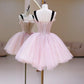 Cute Homecoming Dress Spaghetti Straps Tulle Sequins Short Prom Dress Back to School Outfits Party Dress  D6091