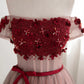 New Homecoming Dress Off the Shoulder Tulle Applique Bowknot Prom Dress Back to School Outfits Party Dress  D6113