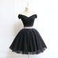 Elegant Homecoming Dress Off the Shoulder Tulle Rinestone Short Prom Dress Back to School Outfits Party Dress  D6098