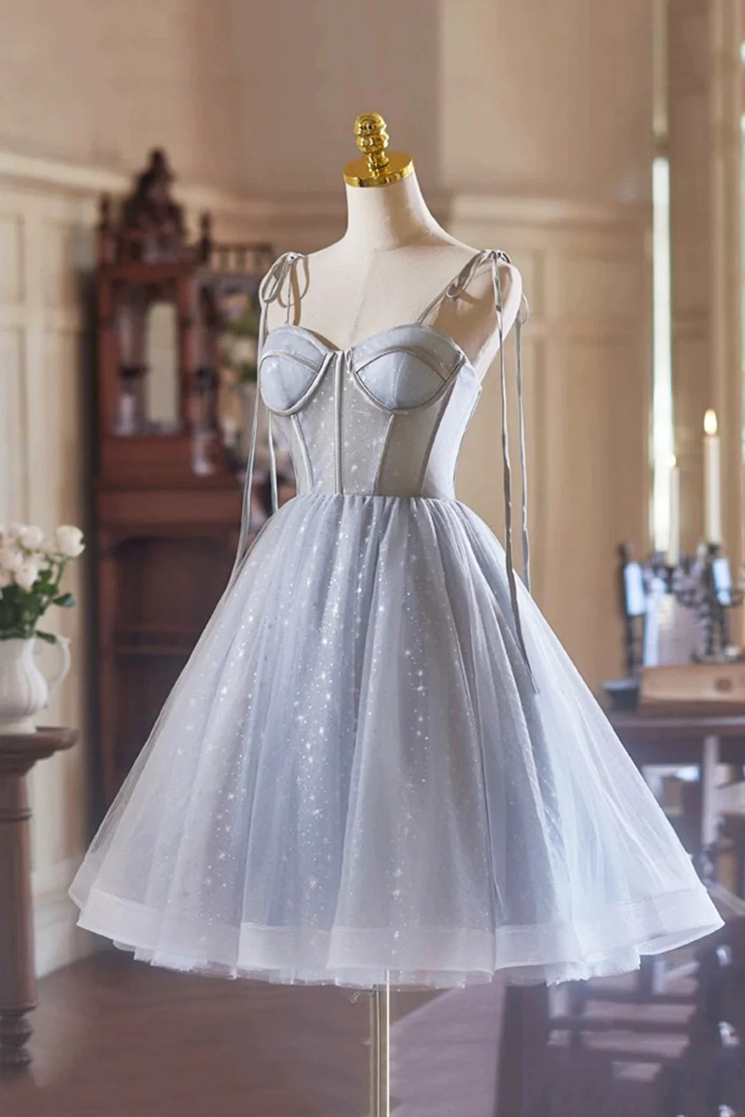 Lovely Homecoming Dress Spaghetti Straps Tulle  Short Prom Dress Back to School Outfits Party Dress  D6039