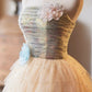 Charming Homecoming Dress Strapless Beaded Tulle Flower Short Prom Dress Back to School Outfits Party Dress  D6035