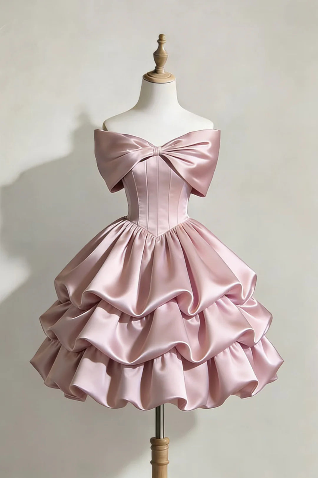 Vintage  Homecoming Dress Strapless Bowknot Short Pleated Prom Dress Back to School Outfits Party Dress  D6045
