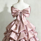 Vintage  Homecoming Dress Strapless Bowknot Short Pleated Prom Dress Back to School Outfits Party Dress  D6045