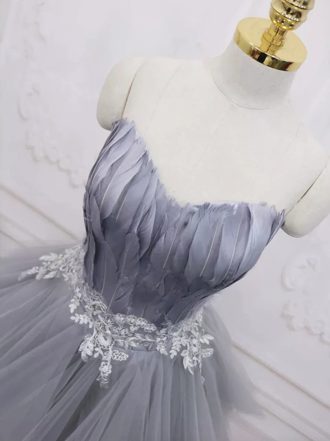 New Homecoming Dress Sweetheart Lace Feather Short Prom Dress Back to School Outfits Party Dress  D6084