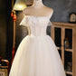 New Homecoming Dress Strapless Tulle Beaded Short Prom Dress Back to School Outfits Party Dress  D6086